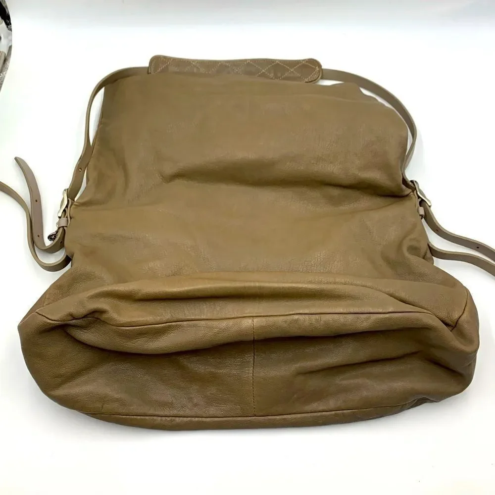 Auth Jimmy Choo Taupe Biker Chain Relaxed Hobo Bag. Excellent Preloved Satchel.